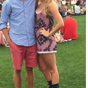 Altar’d state Red white and blue romper with lace